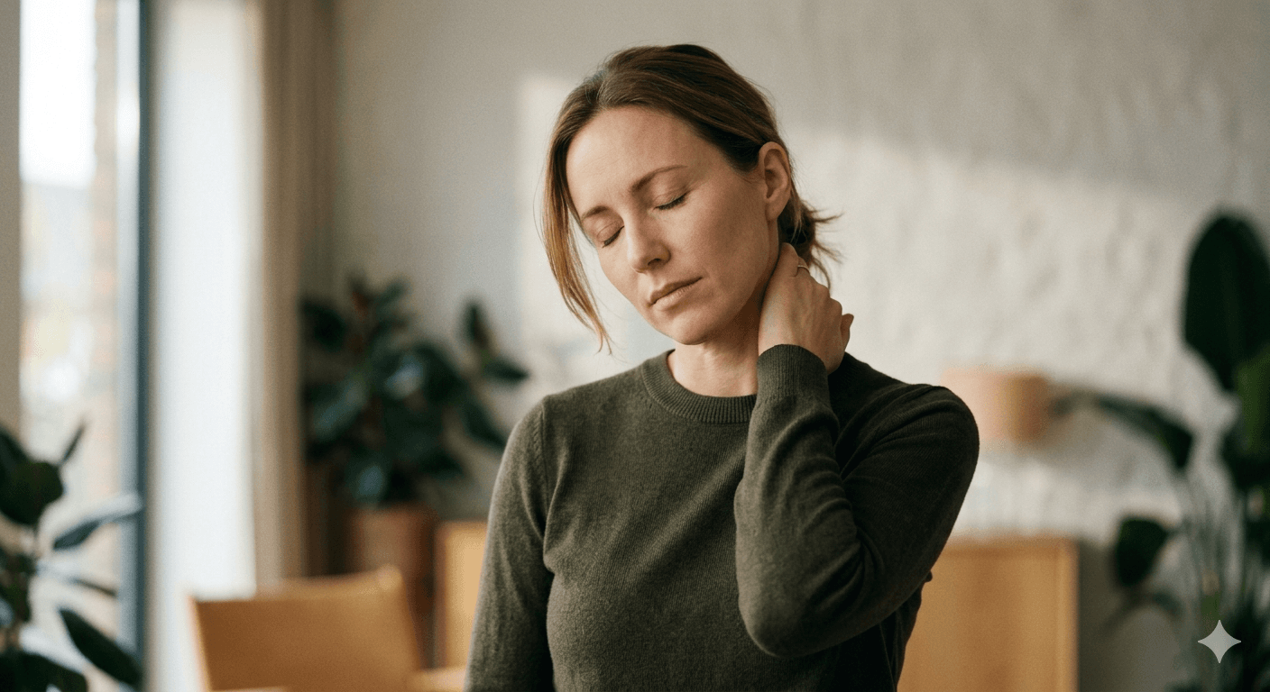 Person experiencing neck pain and stiffness