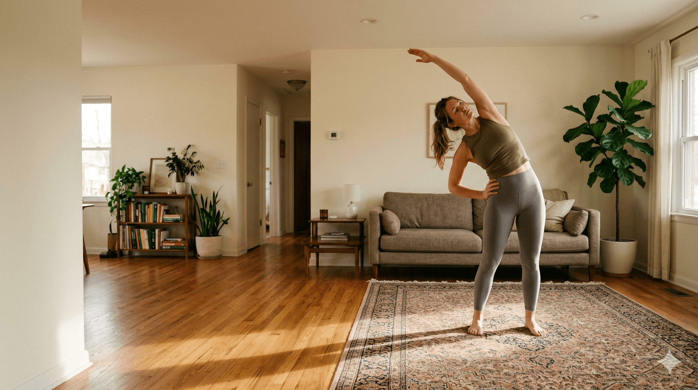 Patient performing prescribed home exercises for spine rehabilitation in Airdrie